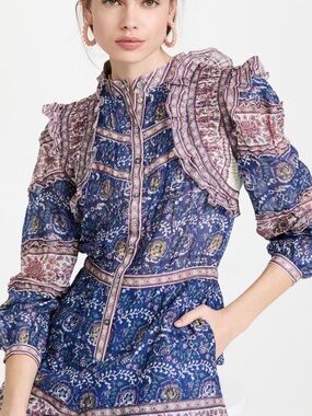 Sea New York Floral-Print Blouse in Blue and Pink